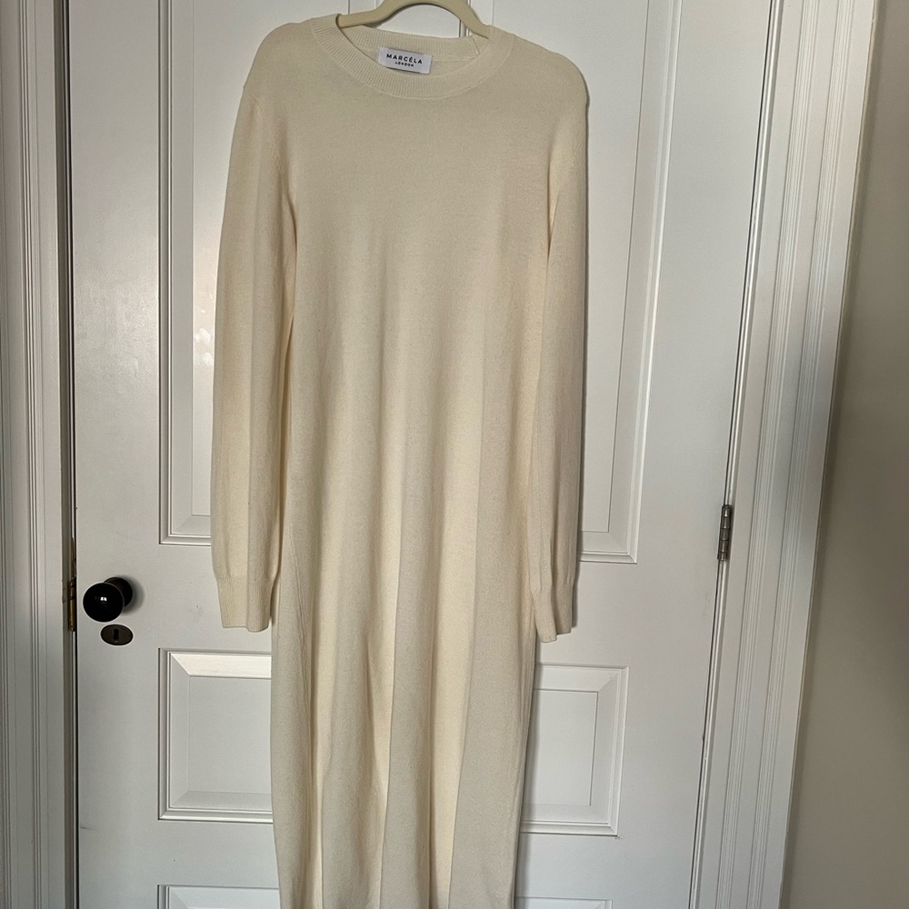 Marcela London Signature Knitted Wool Dress in Milk